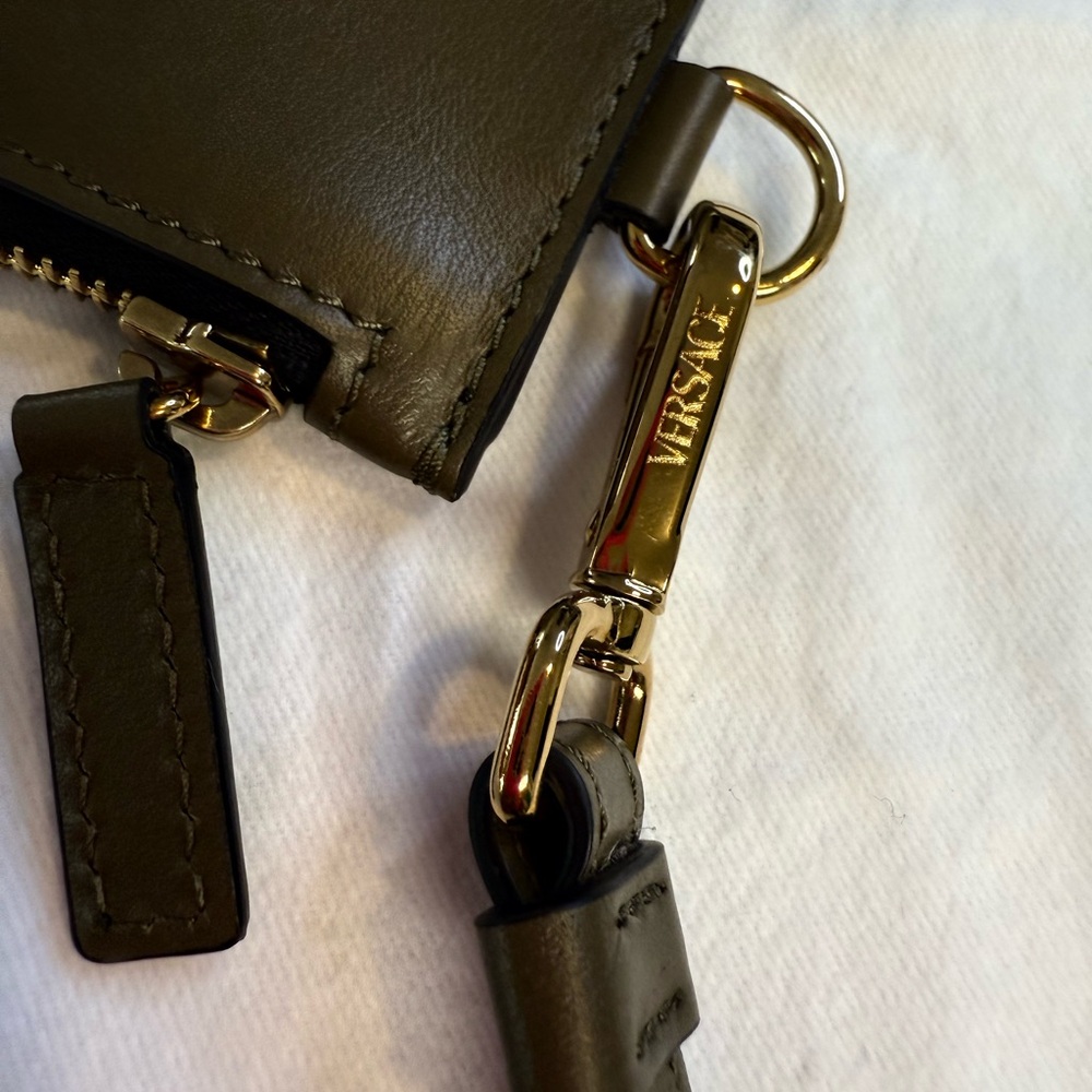 Versace Olive Green Clutch with Gold Medallion - Picture 4 of 4